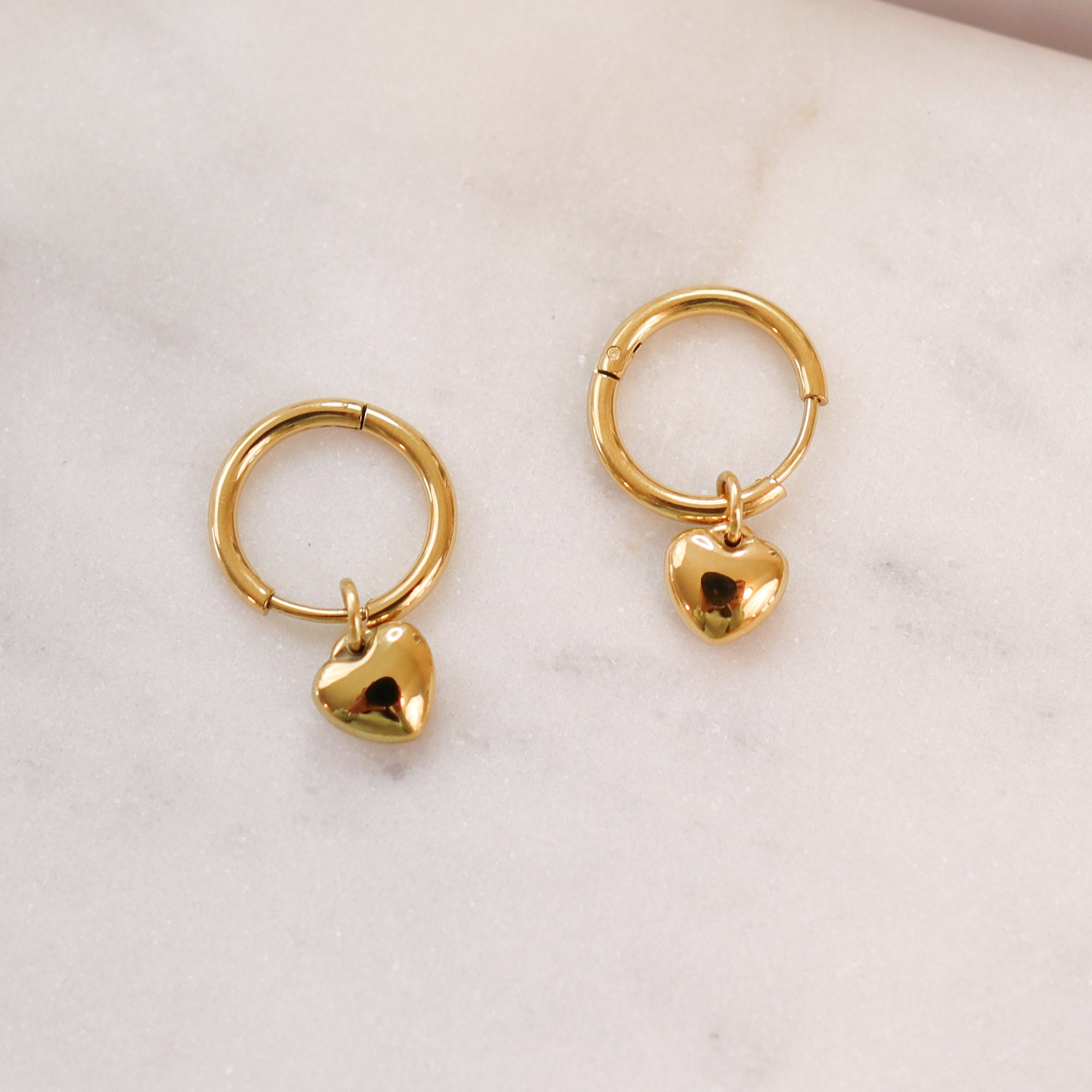 【TATIANA】Heart dangle Hoop Earring Designer fashion, Seoul-fully created | W Concept