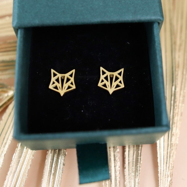 Titanium Fox Stud Earrings, Non Tarnish Earrings, Implant Grade Titanium Waterproof Earrings, Vintage Style Earrings, Minimal Earrings