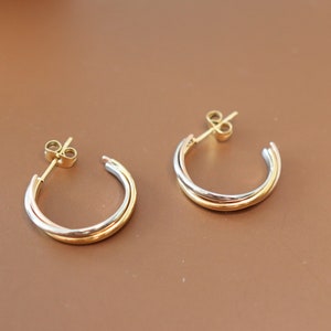 Titanium 3 colors C Shape Huggies Hoop Earrings, Non Tarnish, Implant Grade Titanium Waterproof Earrings, Vintage Style, Minimal