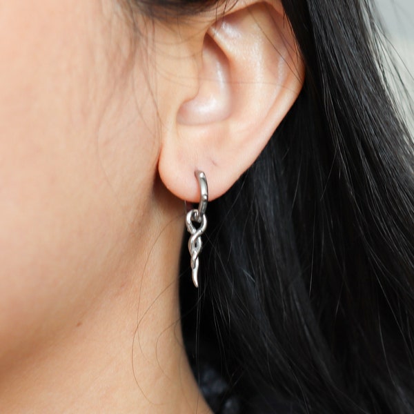 Titanium Twisted Hoop Earrings, Non Tarnish Earrings, Implant Grade Titanium, Vintage Style, Minimal Earrings