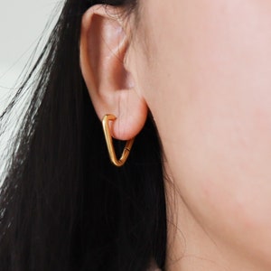 Titanium Triangle Hoop Earrings, Non Tarnish Earrings, Implant Grade, Waterproof, Vintage Style Earrings, Minimal Earrings