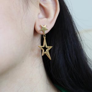Titanium Stars Dangle Earrings, Non Tarnish, Implant Grade Titanium Waterproof Earrings, Vintage Style Earrings, Minimalist
