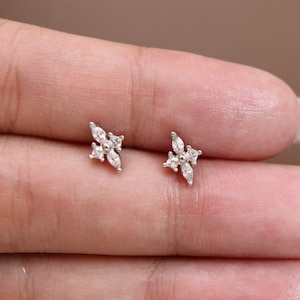 Titanium CZ Diamond Ball Screw Back Stud Earrings, Non Tarnish, Implant Grade Titanium Waterproof Earrings, Vintage Style Earrings, Minimal
