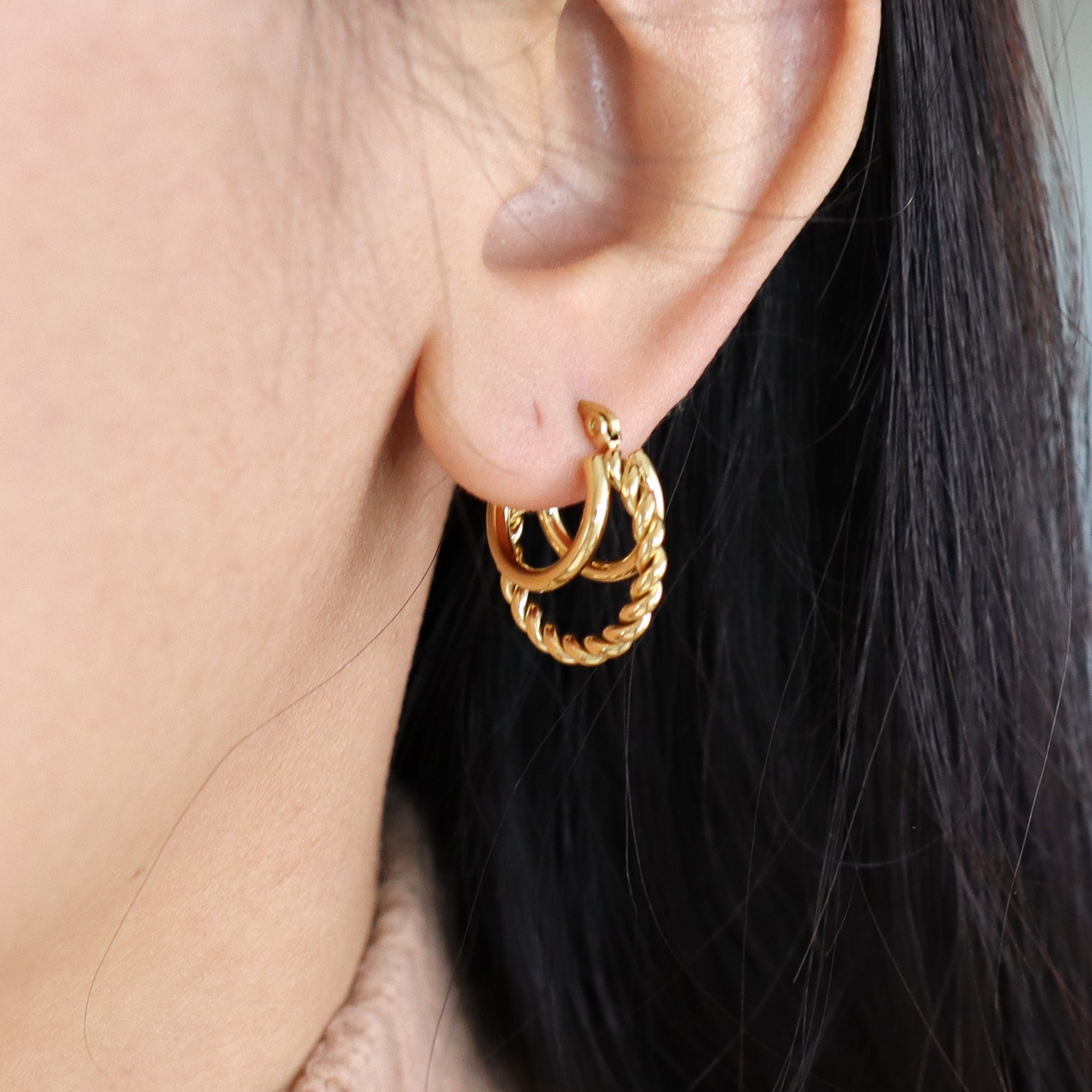 Triple Heart Earring - Etsy