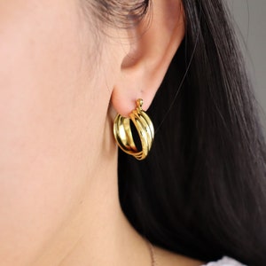 Titanium Triple Hoop Earrings, Minimalist Vintage Style