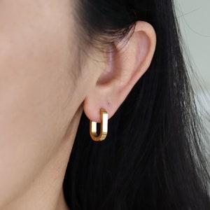 Titanium Oval Hoop Earrings, Non Tarnish Earrings, Implant Grade Titanium Waterproof Earrings, Vintage Style Earrings, Minimal