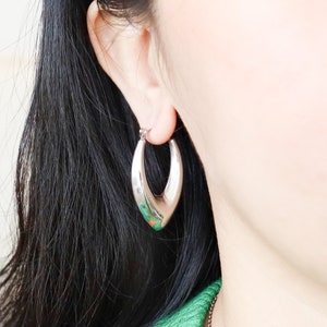 Titanium Drop Shape Hoop Earrings, Gold Plated, Hypoallergenic, Implant Grade Titanium Waterproof, Vintage Style, Minimal