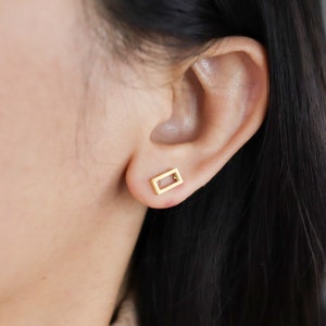 Titanium Rectangular Stud Earrings, Non Tarnish Earrings, Implant Grade Titanium Waterproof Earrings, Vintage Style Earrings, Minimal Earrin
