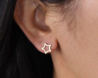 Titanium Star Stud Earrings, Push Back, Non Tarnish Earrings, Implant Grade Titanium Waterproof Earrings, Vintage Style Earrings, Minimal
