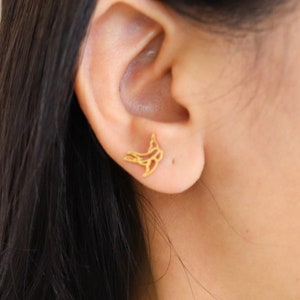 Titan Vogel Ohrstecker, nicht trübe Ohrringe, wasserdichte Titan Ohrringe, Ohrringe im Vintage-Stil, Minimale Ohrringe