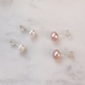 Titanium Real Pearl Stud Earrings, Non Tarnish Earrings, Implant Grade Titanium Waterproof Earrings, Vintage Style, Minimal Earrings