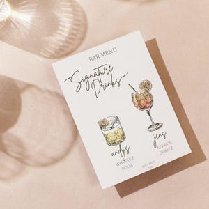 Menu de coquetéis de casamento personalizados com assinatura Download