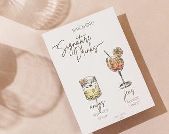 CUSTOM Signature Drinks Menu koktajli weselnych Pobierz