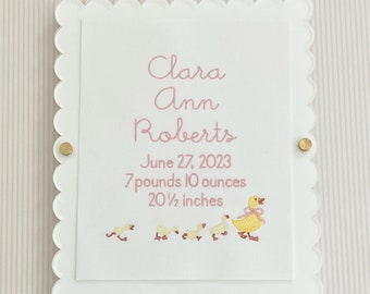 Custom Embroidered Duck Birth Announcement