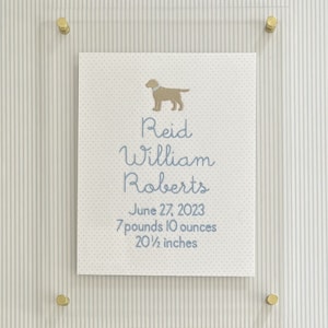 Puppy Dog Custom Embroidered Birth Announcement