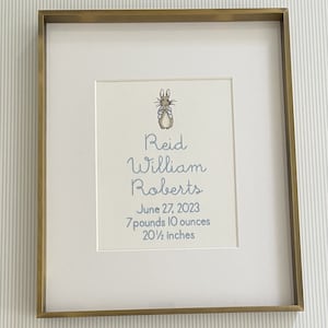 Peter Rabbit Custom Embroidered Birth Announcement