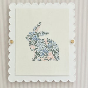 Embroidered Floral Bunny - Personalized Bunny Wall Art, Baby Girl or Boy Nursery Decor, Heirloom Embroidery