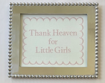 Embroidered Thank Heaven for Little Girls Long Sleeve Pink Swiss Dot Bow Bubble