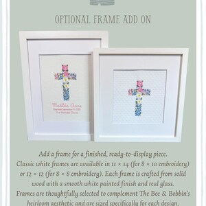 Floral Baptism Cross, Personalized Christening Gift, Christian Nursery Keepsake image 4