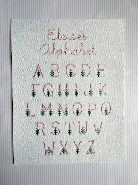 Custom Embroidered Flower Alphabet