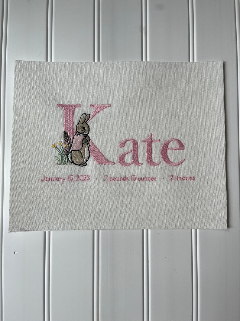 Flopsy Mopsy Cottontail Custom Embroidered Birth Announcement Etsy