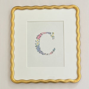 Custom Embroidered Floral Initial Art
