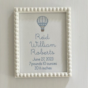 Hot Air Balloon Custom Embroidered Birth Announcement