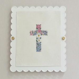 Floral Cross Embroidered Wall Art