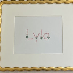 Custom Embroidered Flower Name Art