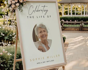 Funeral Welcome Sign Template: Celebration of Life Poster (Canva, 18x24/24x36) (Digital Download)