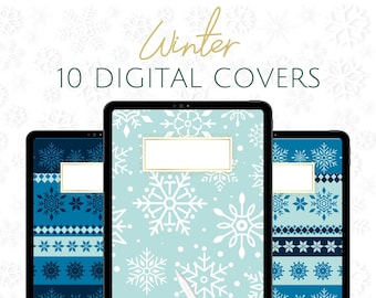 Minimalist Winter Digital Notebook Covers | Winter Digital Covers | Christmas Digital Covers for Planners | Elegant Digital Covers Journal