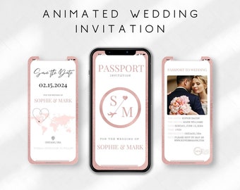 Hochzeit im Passport Save the Date Videoeinladung (Digital)
