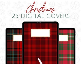 Christmas Tartan Digital Notebook Covers: Winter Planner Designs (PDF)