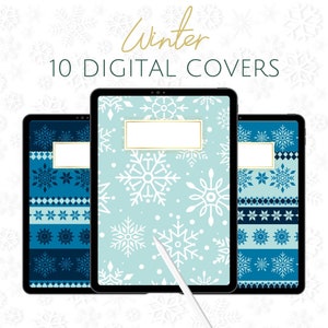 Minimalist Winter Digital Notebook Covers | Winter Digital Covers | Christmas Digital Covers for Planners | Elegant Digital Covers Journal