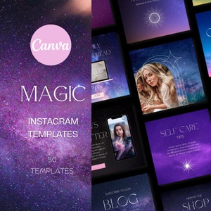 Celestial Canva Instagram Post Templates: Moon Magic, Tarot (Digital Download)