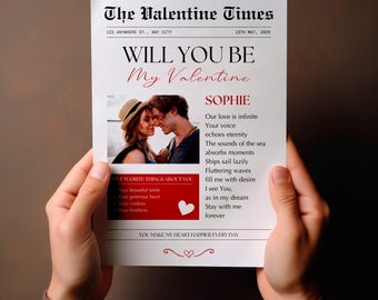 Plantilla de periódico de San Valentín: Regalo editable en Canva (descarga digital)