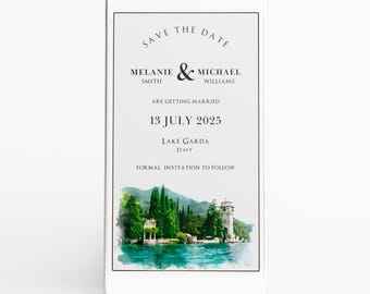 Watercolor Venue Save the Date: Digital Wedding Invitation (Digital Download)