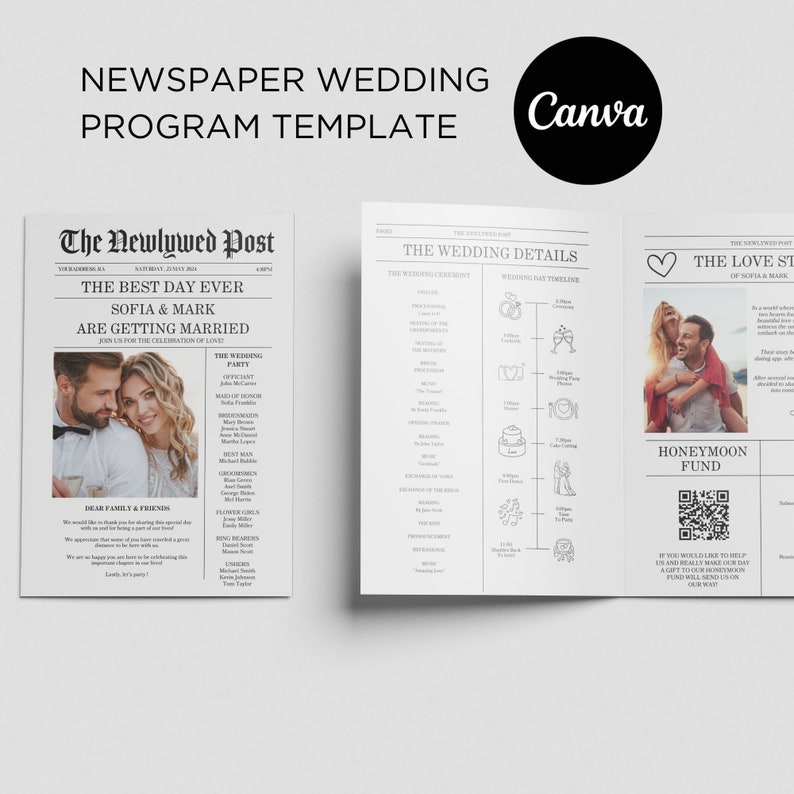 Newspaper Wedding Program Template