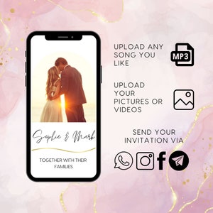 Animierte Hochzeitseinladung Vorlage: Bearbeitbares Canva Video Invite (Digitaler Download) Bild 5