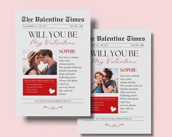 Plantilla de periódico de San Valentín: Regalo editable en Canva (descarga digital)