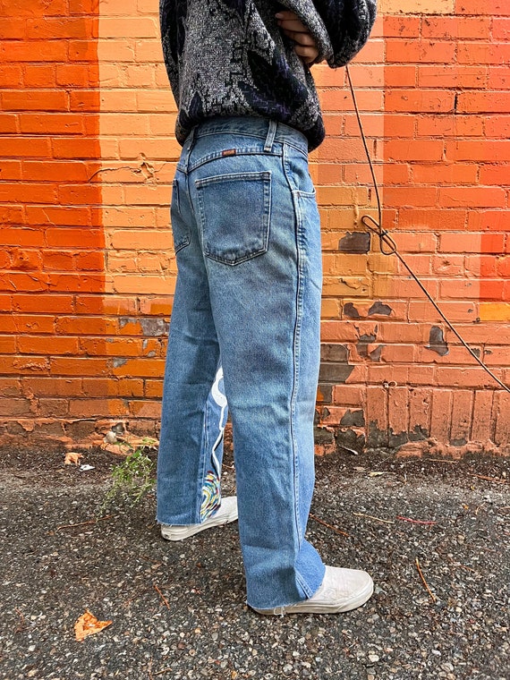 Hand Painted Denim Jeans - Etsy