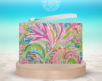 Anna Maria Clutch Bag,  Floral Clutch, Tropical Clutch Bag, Floral Purse, Tropical Purse, Iphone Wristlet, Wristlet Purse, Zippered Pouch