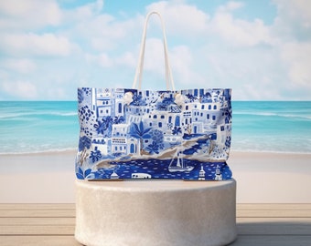 Santorini Weekender Tote Bag | Perfect for Your Next Adventure | Beach bag | Lake | Luggage | Travel | Pool Bag | Boat Bag | Vacation Bag