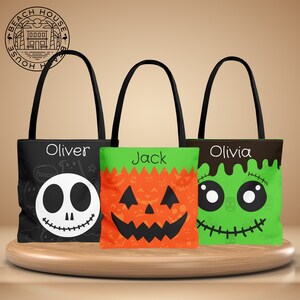 Personalized Halloween Trick or Treat Bag, Halloween Bag for Kids, Halloween Tote Bag, Halloween Candy Bags, Trick or Treat, Cute Candy Bag