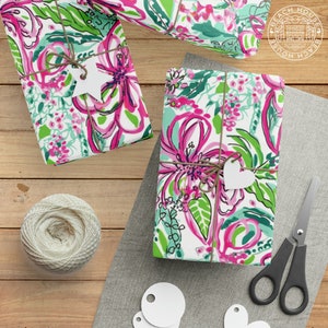 Coronado Wrapping Paper: Tropical Gift Wrap, Preppy Wrapping Paper, Floral Gift Wrap, Preppy Party Gift Wrap, Holiday Wrapping Paper Roll