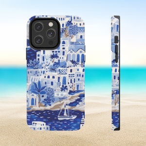 Santorini Case for iPhone | Vibrant and Tropical Phone Case | iPhone Models 15, 14, 13, 12, 11, X, Xr, Xs, 8, 7, Se, Pro, Pro Max, Mini Plus