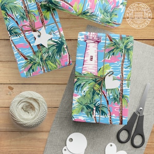 Arashi Wrapping Paper: Tropical Gift Wrap, Preppy Wrapping Paper, Floral Gift Wrap, Preppy Party Gift Wrap, Holiday Wrapping Paper Roll