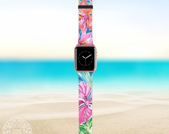 Banda de reloj Waikiki / Banda vibrante y tropical / Cuero sintético vegano / 38-41 mm S/M 42-45 mm M/L / Serie 1, 2, 3, 4, 5, 6, 7, 8, 9, Ultra, SE