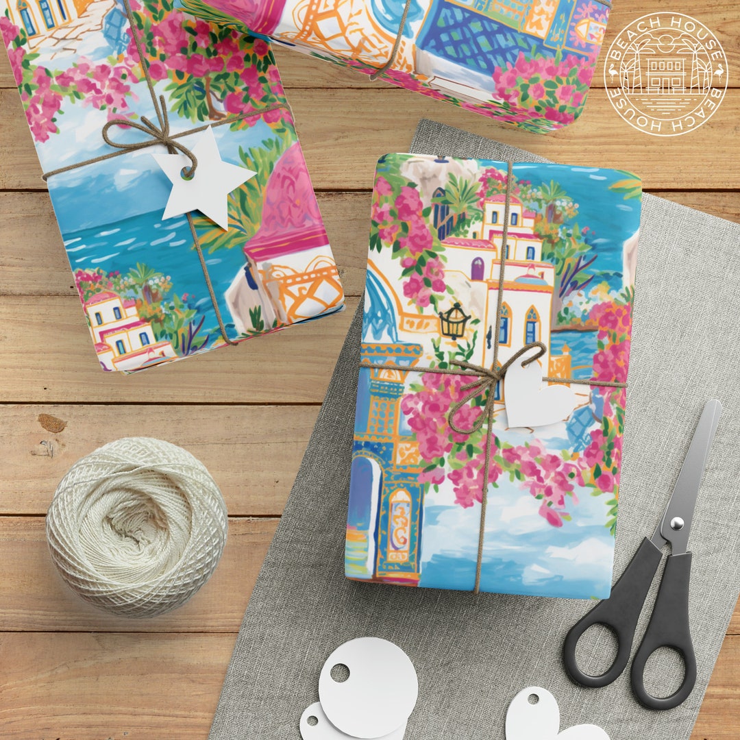 San Remo Wrapping Paper: Tropical Gift Wrap, Preppy Wrapping Paper ...