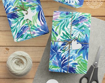Longboat Wrapping Paper: Tropical Gift Wrap, Preppy Wrapping Paper, Floral Gift Wrap, Preppy Party Gift Wrap, Holiday Wrapping Paper Roll